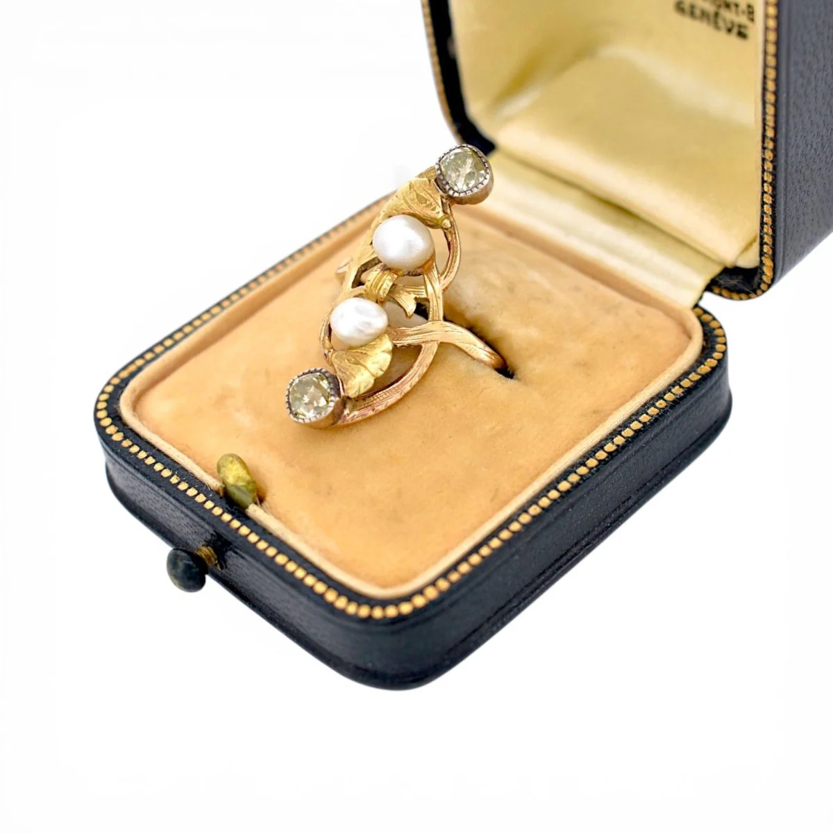 Ring in yellow gold, pearls and diamonds. - Image 3