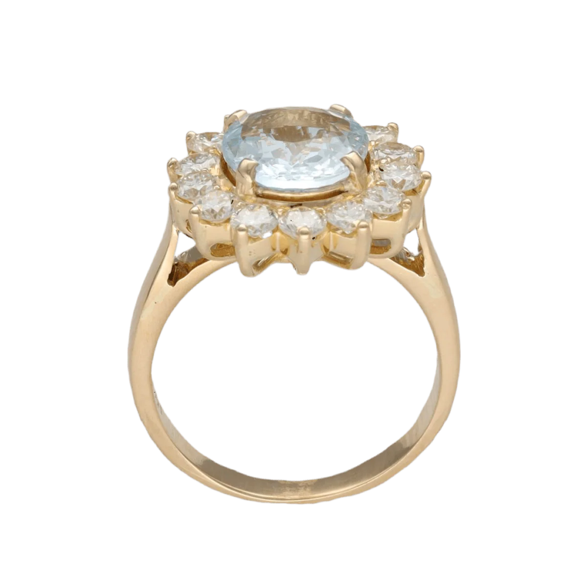 Ring 18K surround with aquamarine and diamonds - Size 55 - Image 4