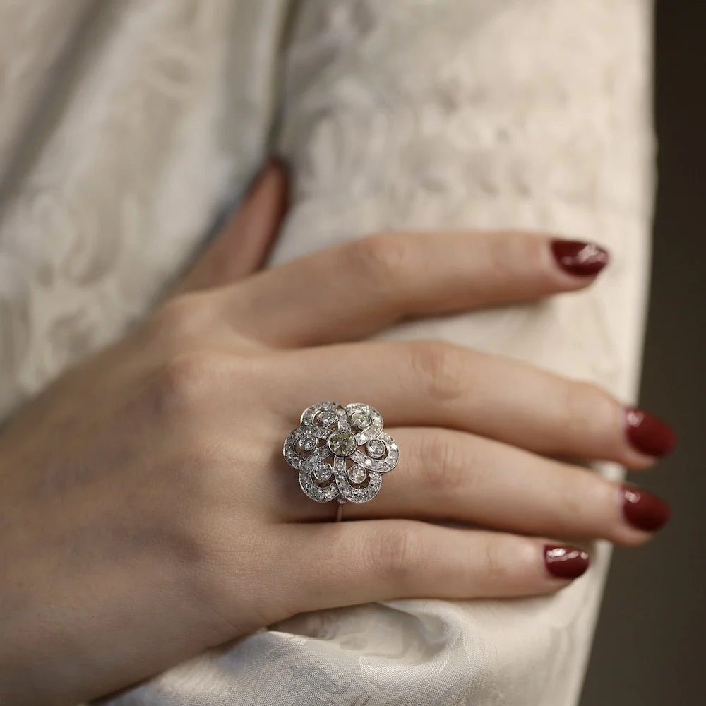 Ring circa 1970 in 18k white gold with 2.0 Cts of diamonds.K-VS. Size 53 - Image 6