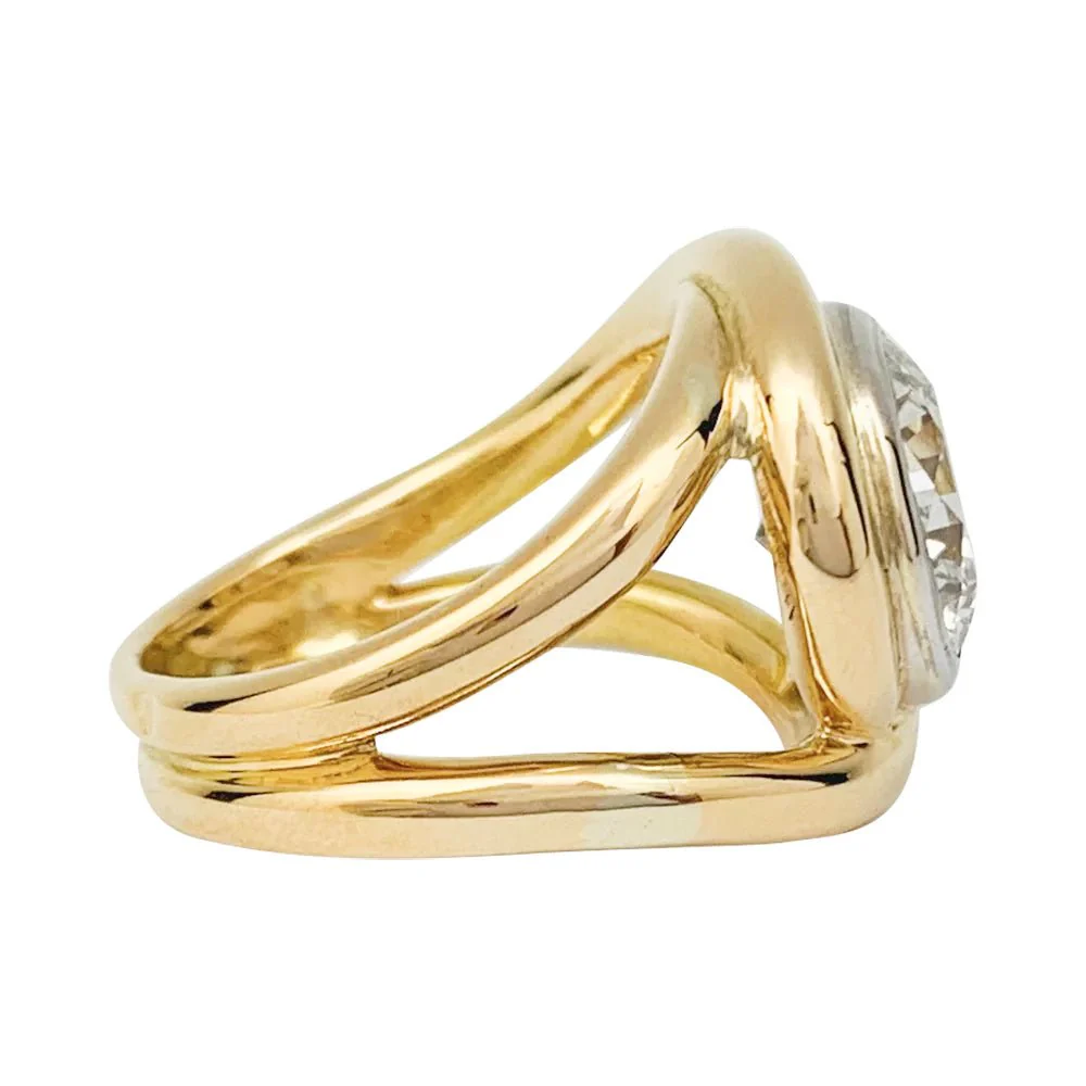 Two-tone gold intertwined ring, 2.78 carat diamond - Image 4