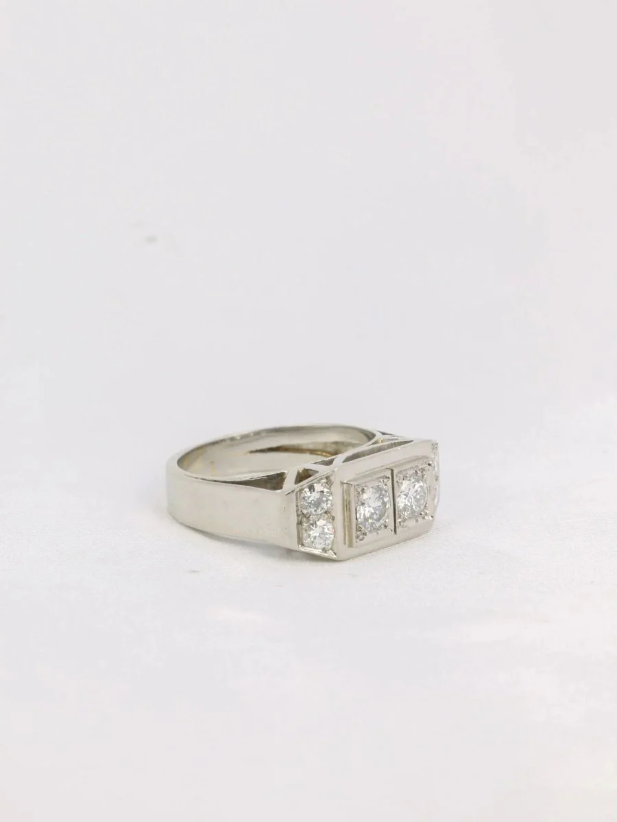 Geometric ring in white gold, platinum and diamonds - Image 7