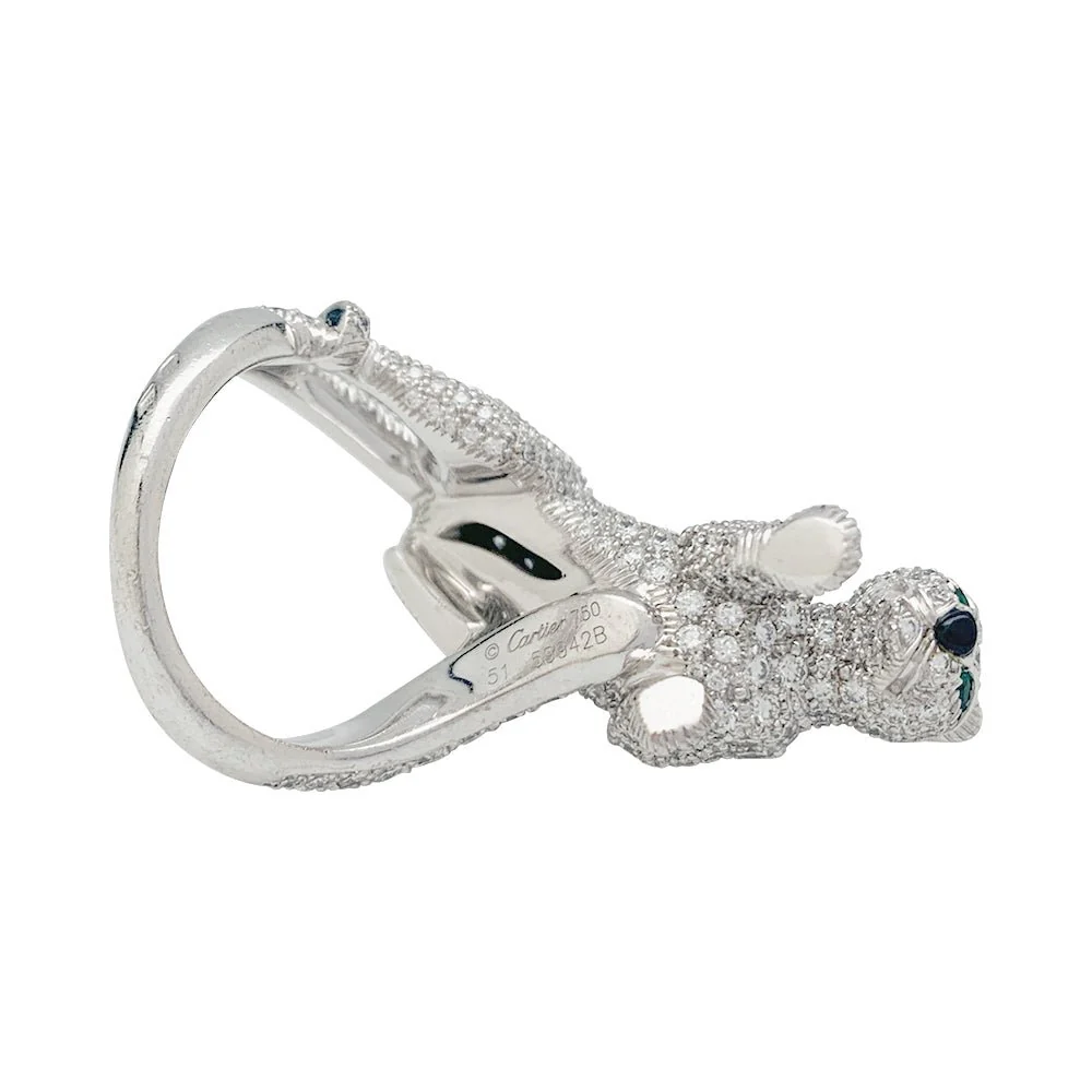 Panthère CARTIER High Jewelry ring in white gold, diamonds, emeralds and onyx - Image 3