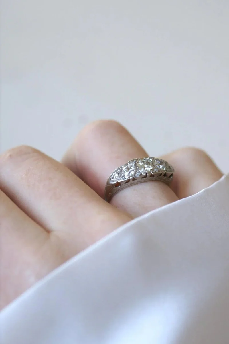 Ring Art Deco garter diamonds 1,05 Cts - Image 4