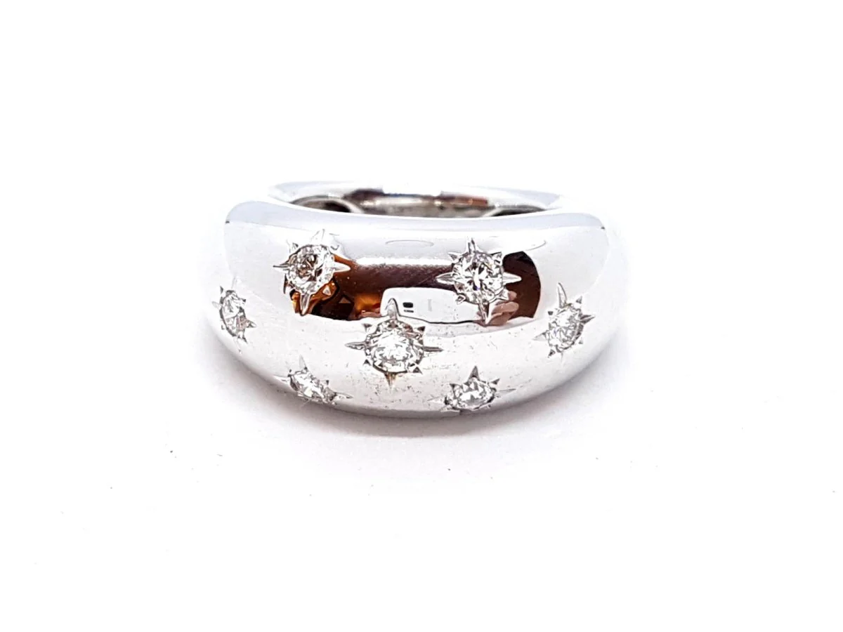 White Gold Diamond Bangle Ring - Image 8