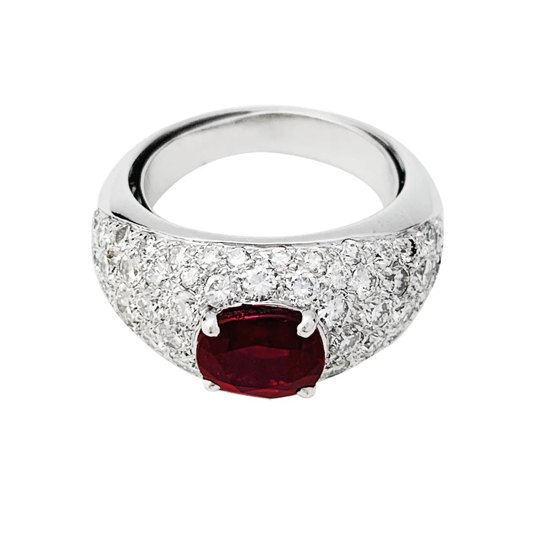 Diamond paving bangle ring, 1.78 carat ruby - Image 3