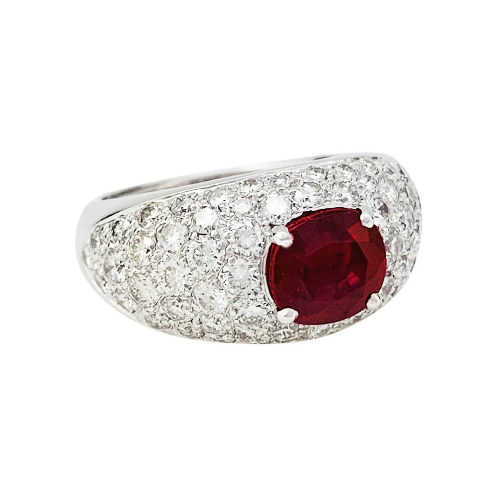 Diamond paving bangle ring, 1.78 carat ruby - Image 4