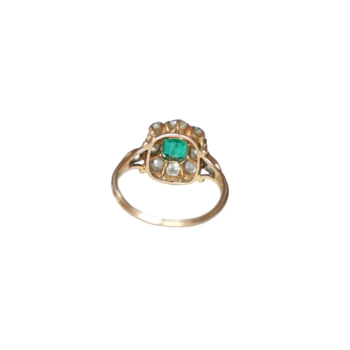 Ring Colombian Marguerite Emeraude and diamonds on Rose Gold - Image 5
