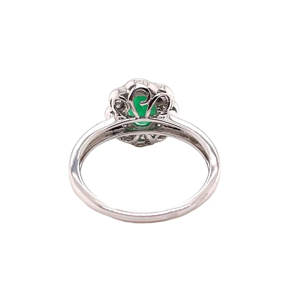 Ring Marguerite in white gold, emerald and diamonds - Image 3