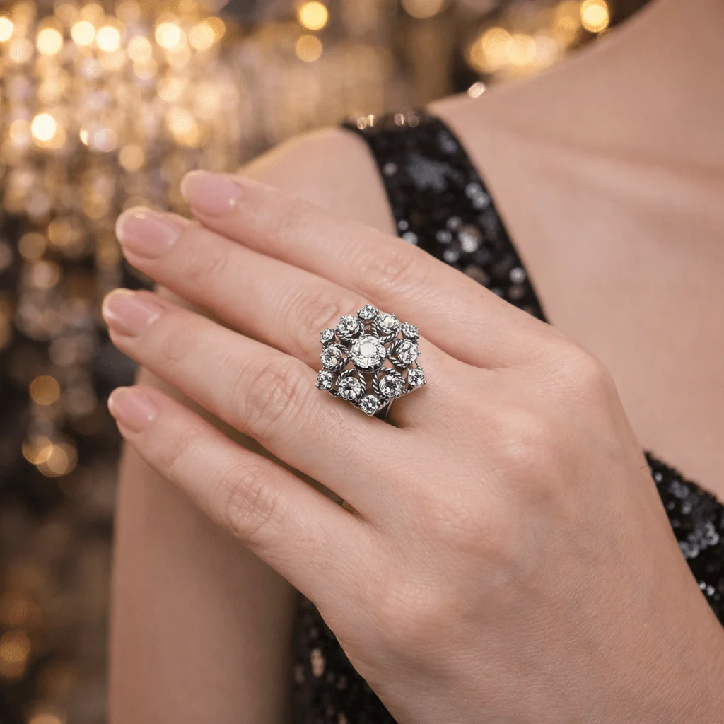 Ring Marguerite in white gold and diamonds - Image 2