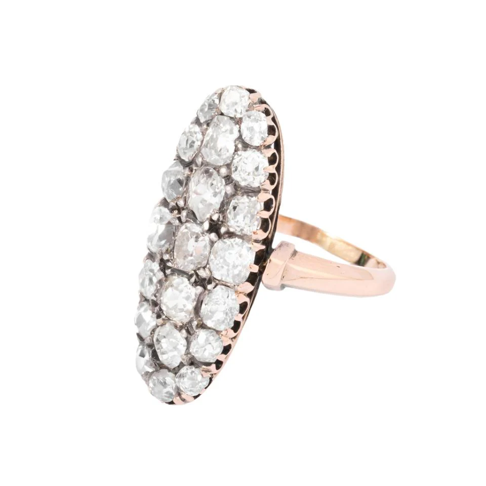 Marquise Napoleon III ring in gold and diamonds - Image 5