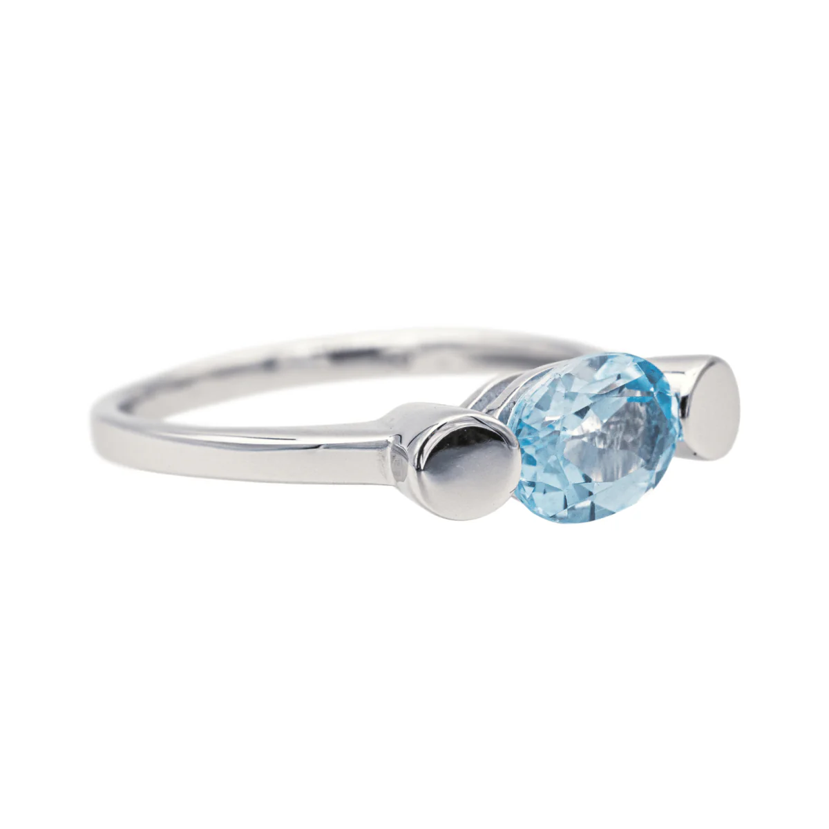 Ring Solitaire in white gold and topaz - Image 5