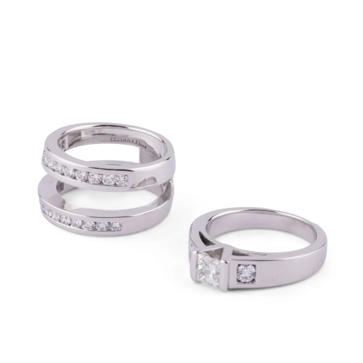 Princess white gold and diamond ring - Image 7
