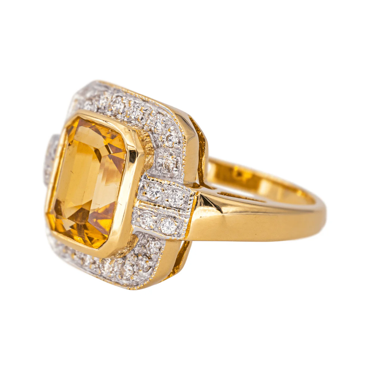 Ring Surroundings in yellow gold, citrine and diamonds - Image 4