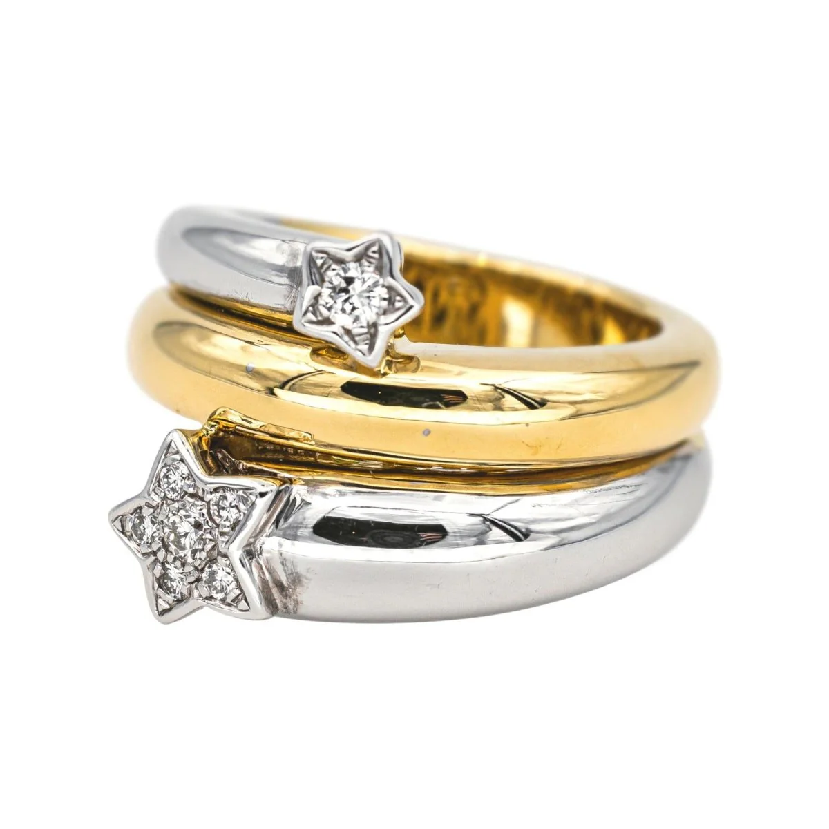 Toi &amp; Moi ring in white gold, yellow gold and diamonds - Image 3