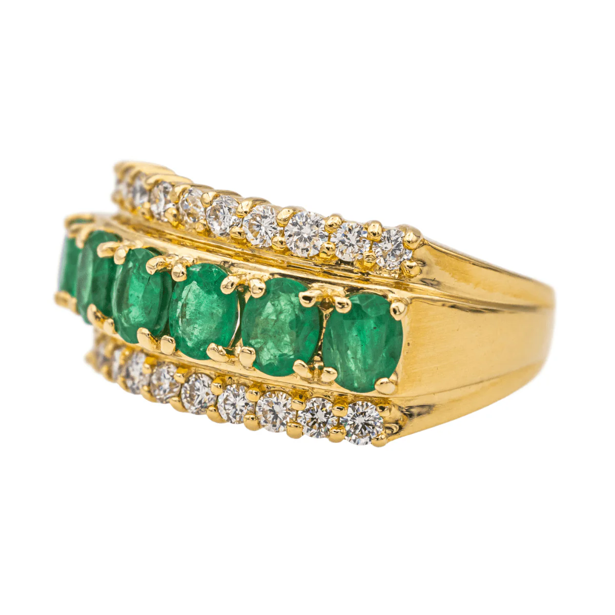 Yellow gold, emerald and diamond ring - Image 3