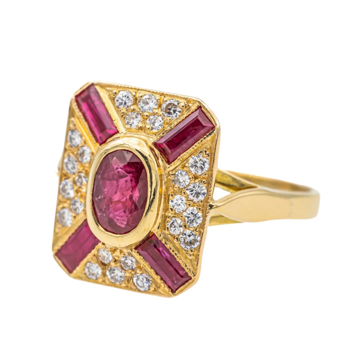 Yellow gold, ruby ​​and diamond ring - Image 3