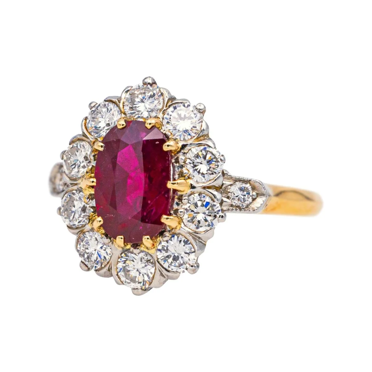 Entourage ring in yellow gold, platinum, rubies and diamonds - Image 3