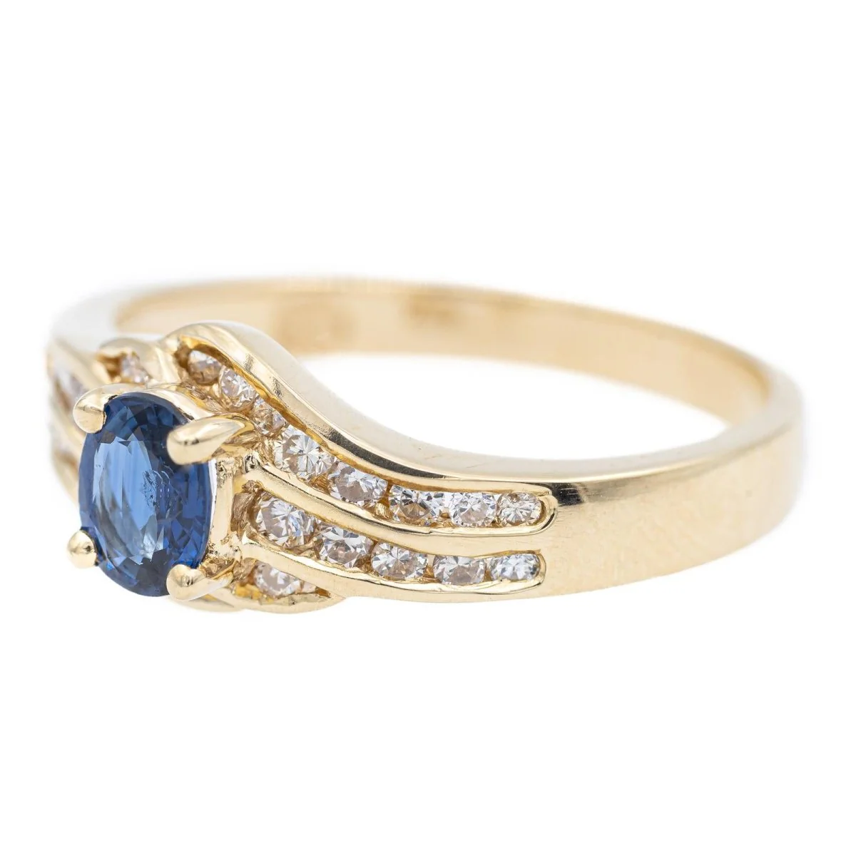Yellow gold, diamond and sapphire ring - Image 6