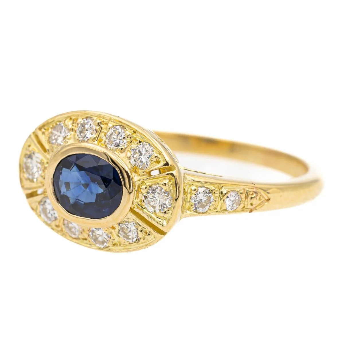Yellow gold, diamond and sapphire ring - Image 2