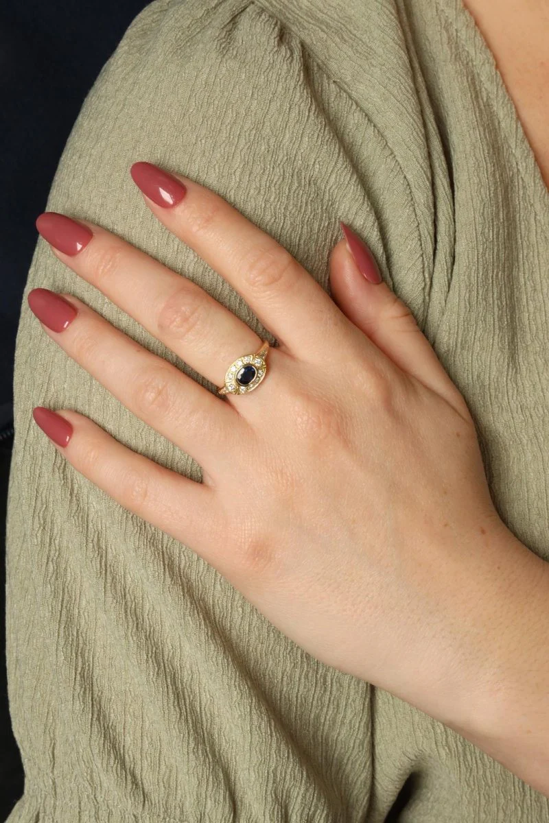 Yellow gold, diamond and sapphire ring - Image 7