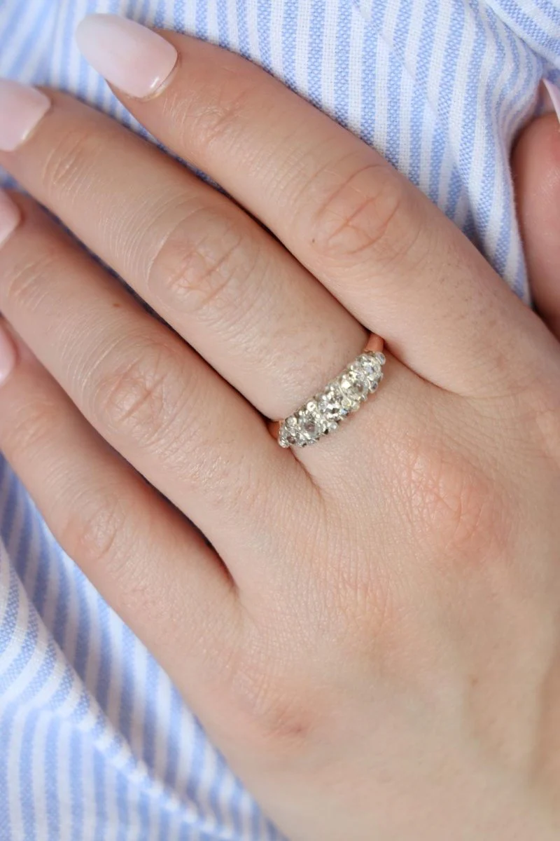 Alliance ring in white gold, pink gold and diamonds - Image 7