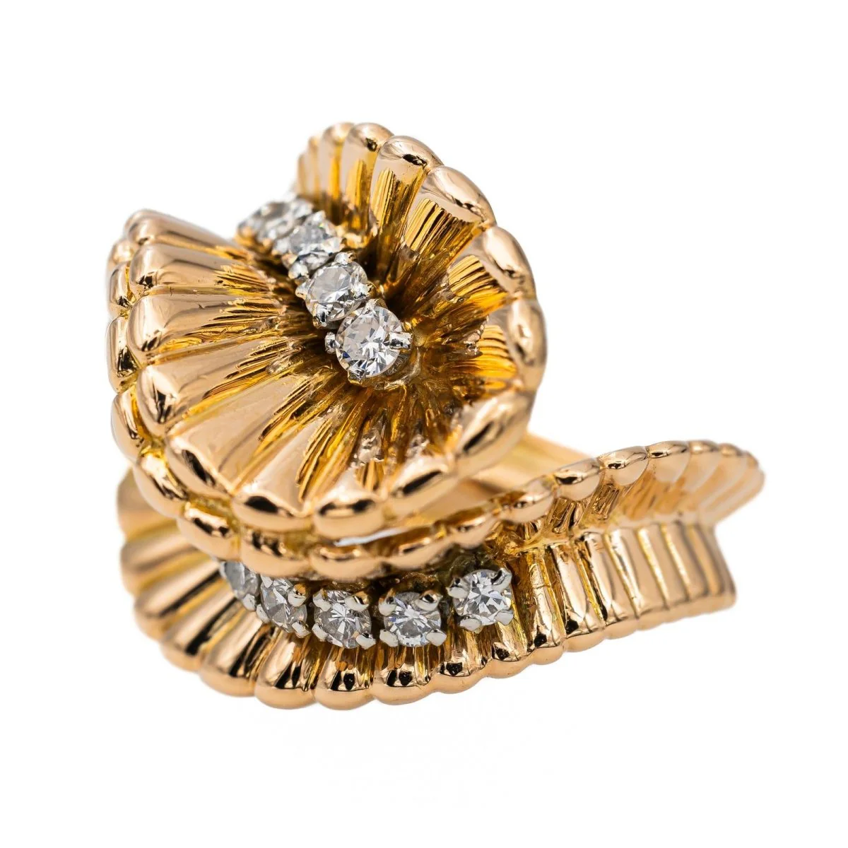Scroll ring in pink gold and diamonds - Image 6