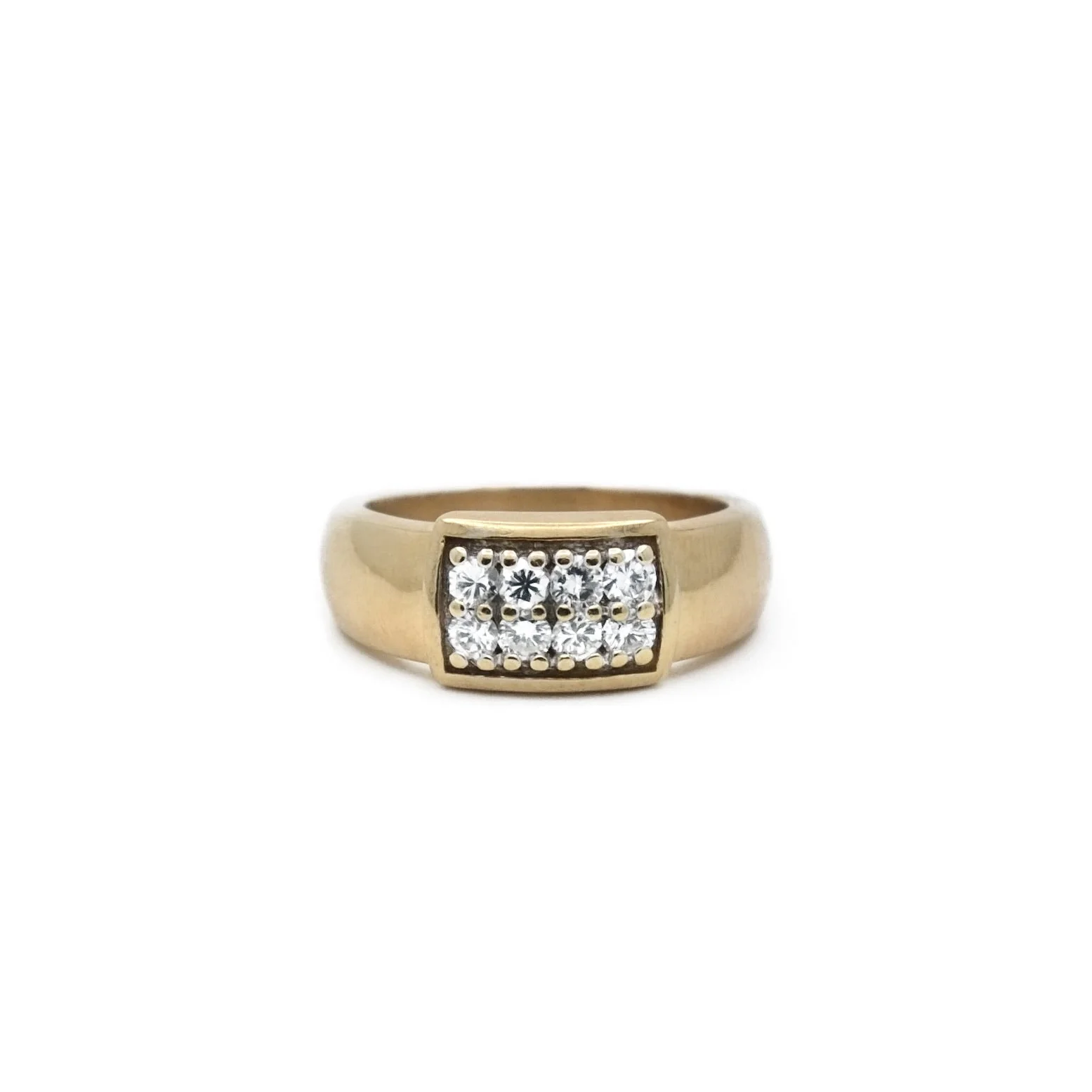 Ring plateau in yellow gold and diamond - Image 3
