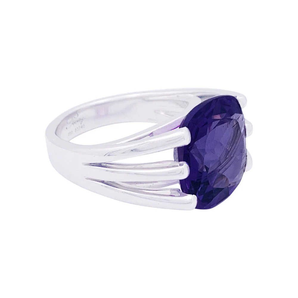 Poiray “Fil” ring in white gold, amethyst. - Image 4