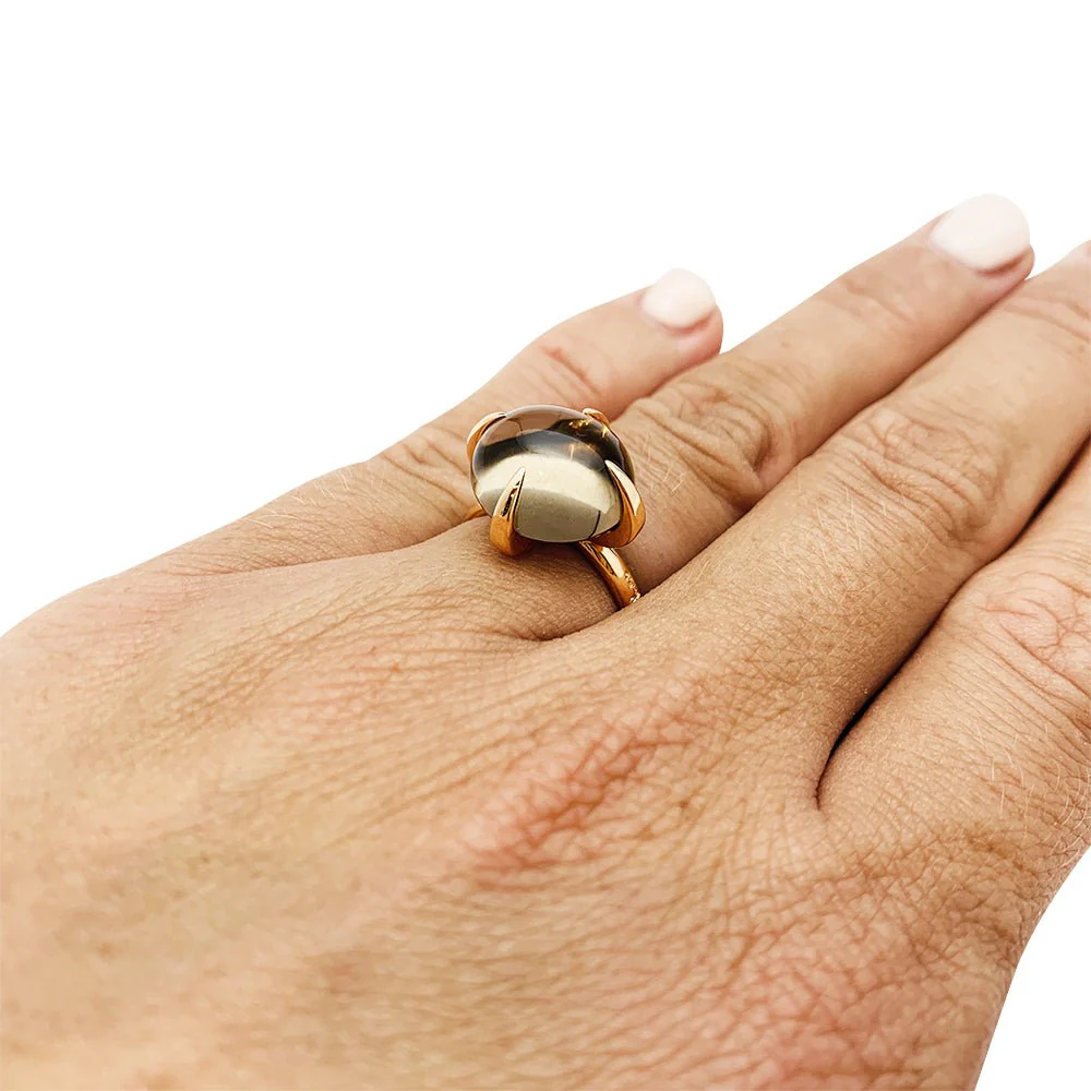 POMELLATO "Veleno" ring in pink gold and smoky quartz - Image 5