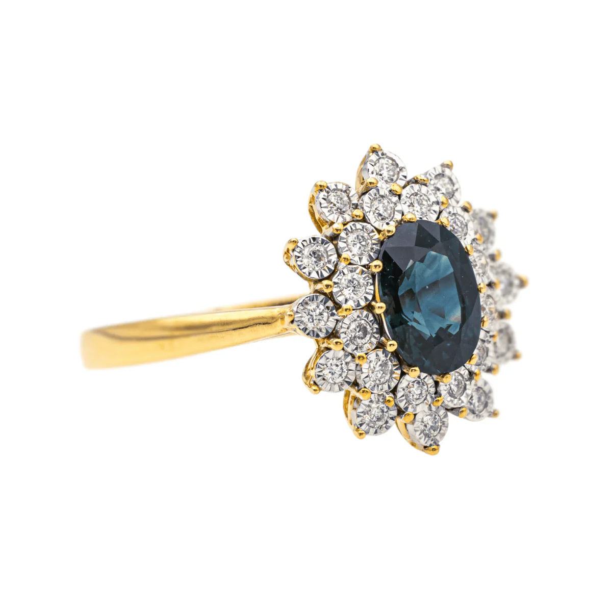 Ring Pompadour en yellow gold, white gold, sapphire and diamonds - Image 6
