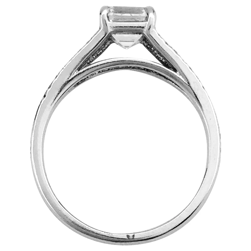 1 carat E/VS1 solitaire ring in white gold and diamonds - Image 3