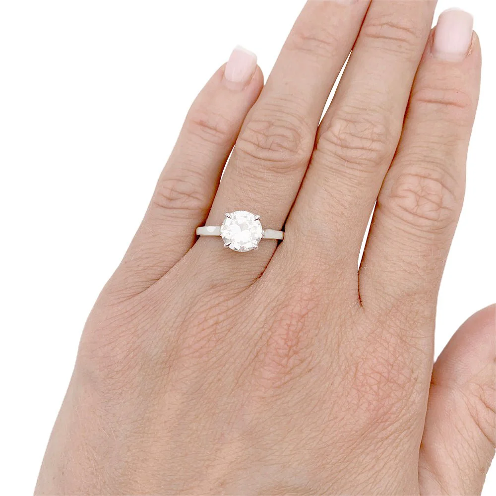 Solitaire ring in white gold, platinum and diamond - Image 7