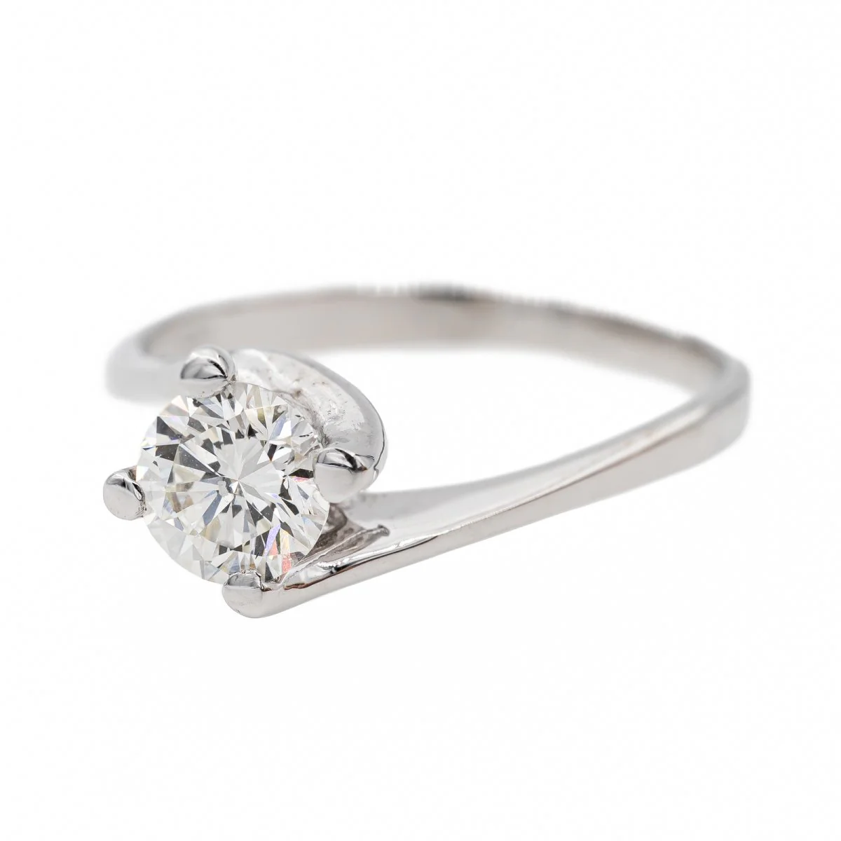 Solitaire ring in white gold and diamond - Image 4