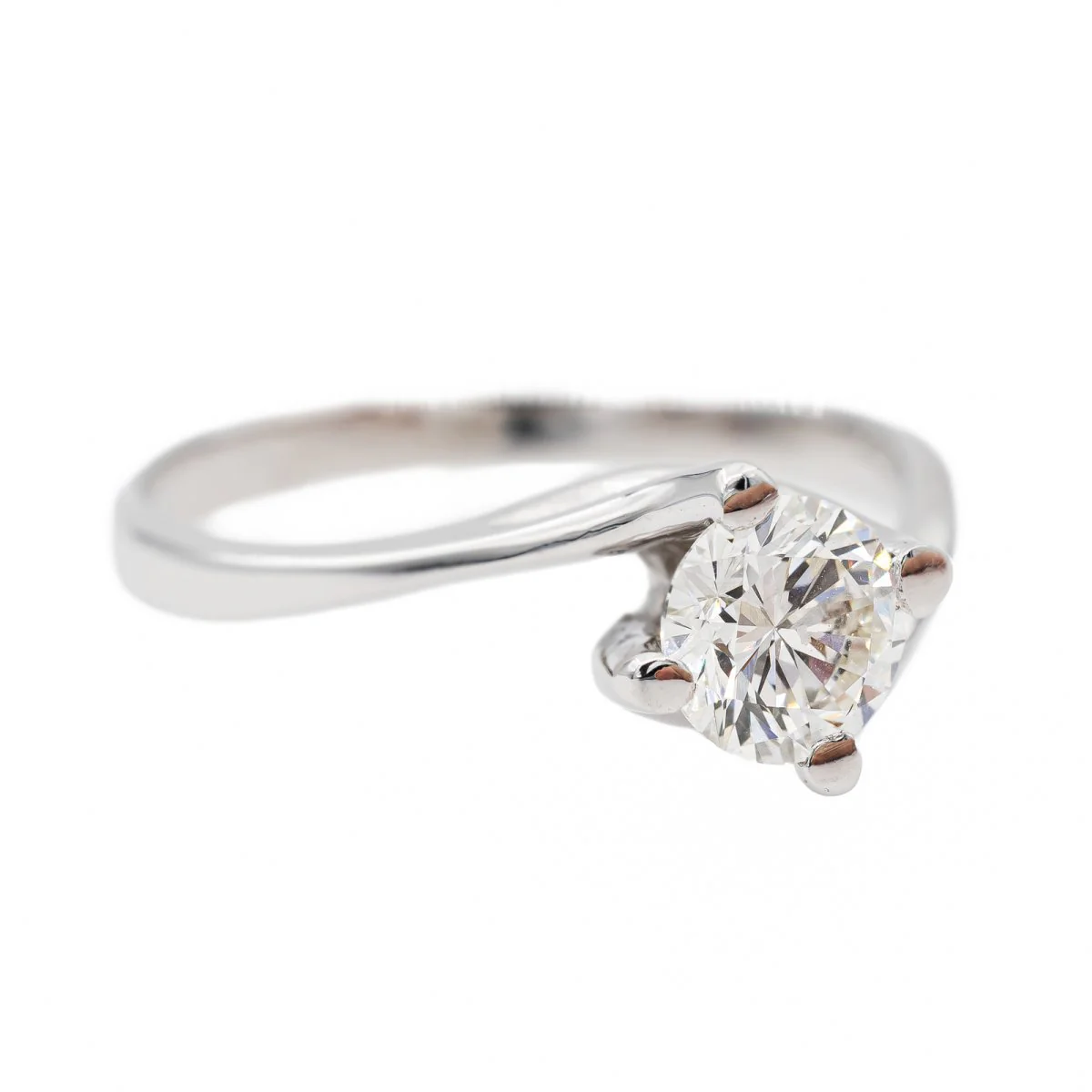Solitaire ring in white gold and diamond - Image 7