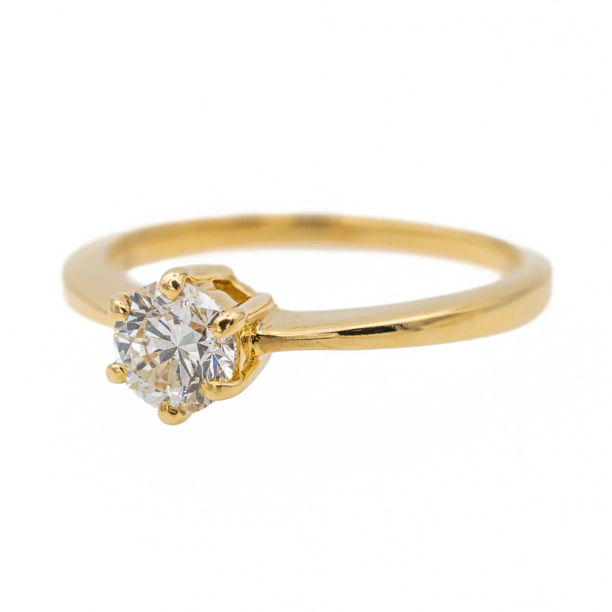 Solitaire ring in yellow gold and diamond - Image 3