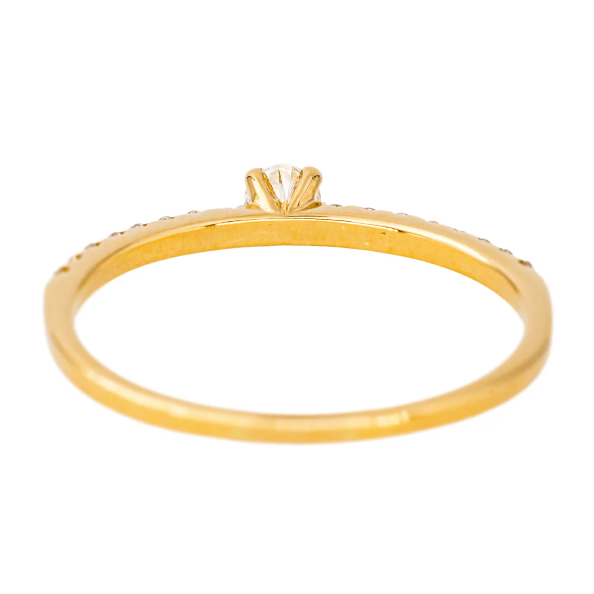 Solitaire ring in yellow gold and diamonds - Image 5