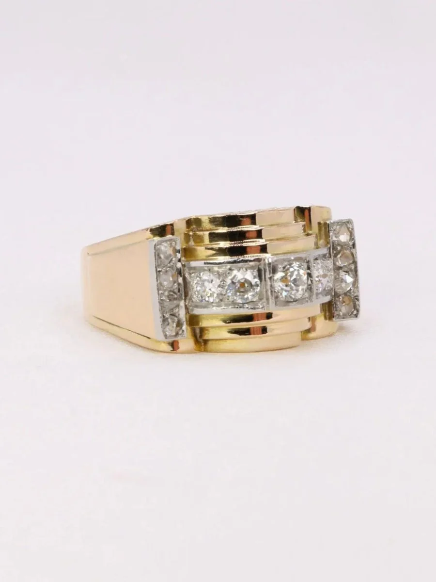Yellow gold diamond tank ring - Image 7