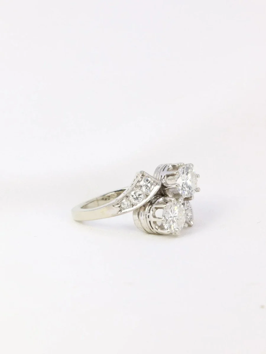 Vintage you and me ring in gold and 1.6 ct diamonds - Image 7