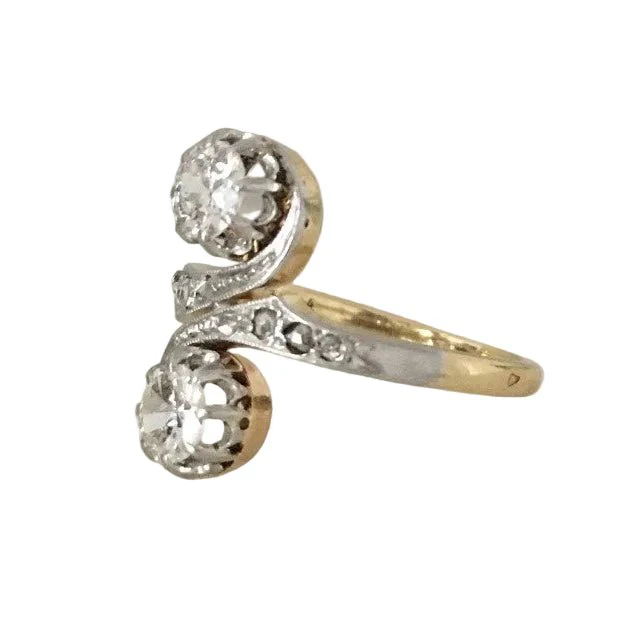 Toi &amp; Moi ring in yellow gold, platinum and diamonds - Image 3