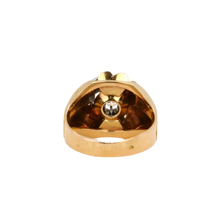 Tank ring in yellow gold and diamonds - Image 4
