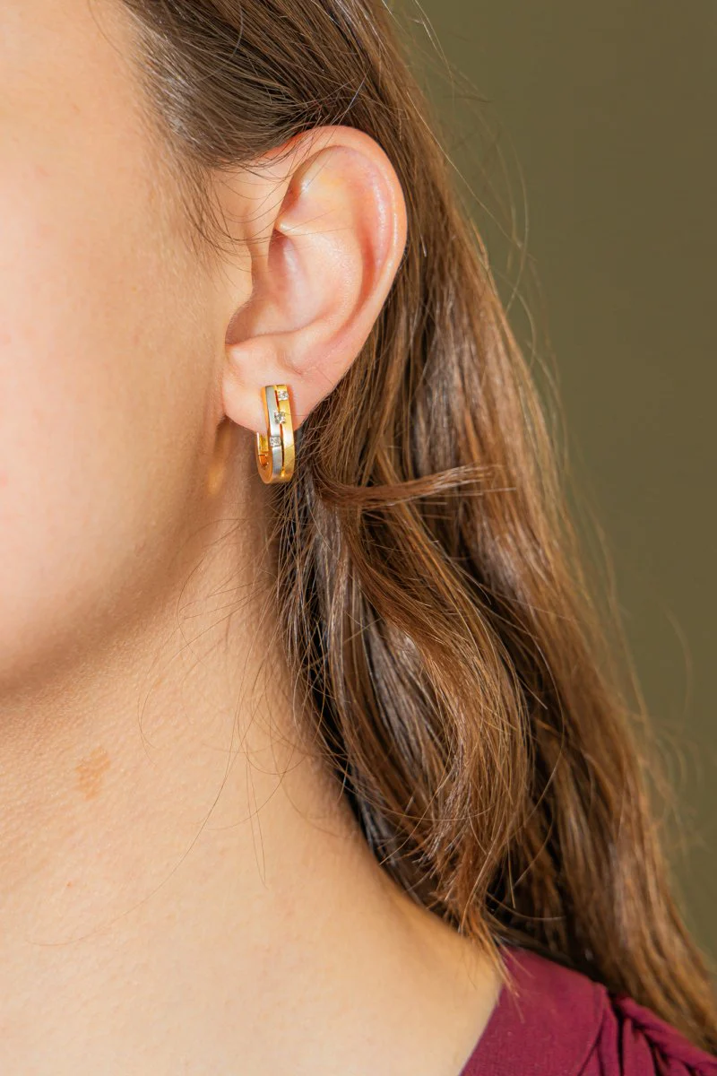 Yellow gold diamond earrings - Image 2