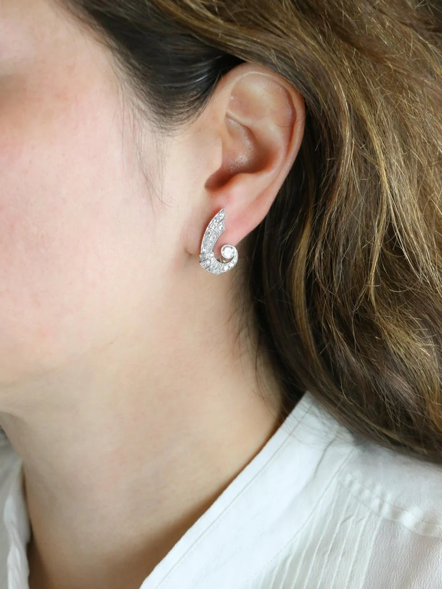 Art Deco Diamond Wing Earrings - Image 8