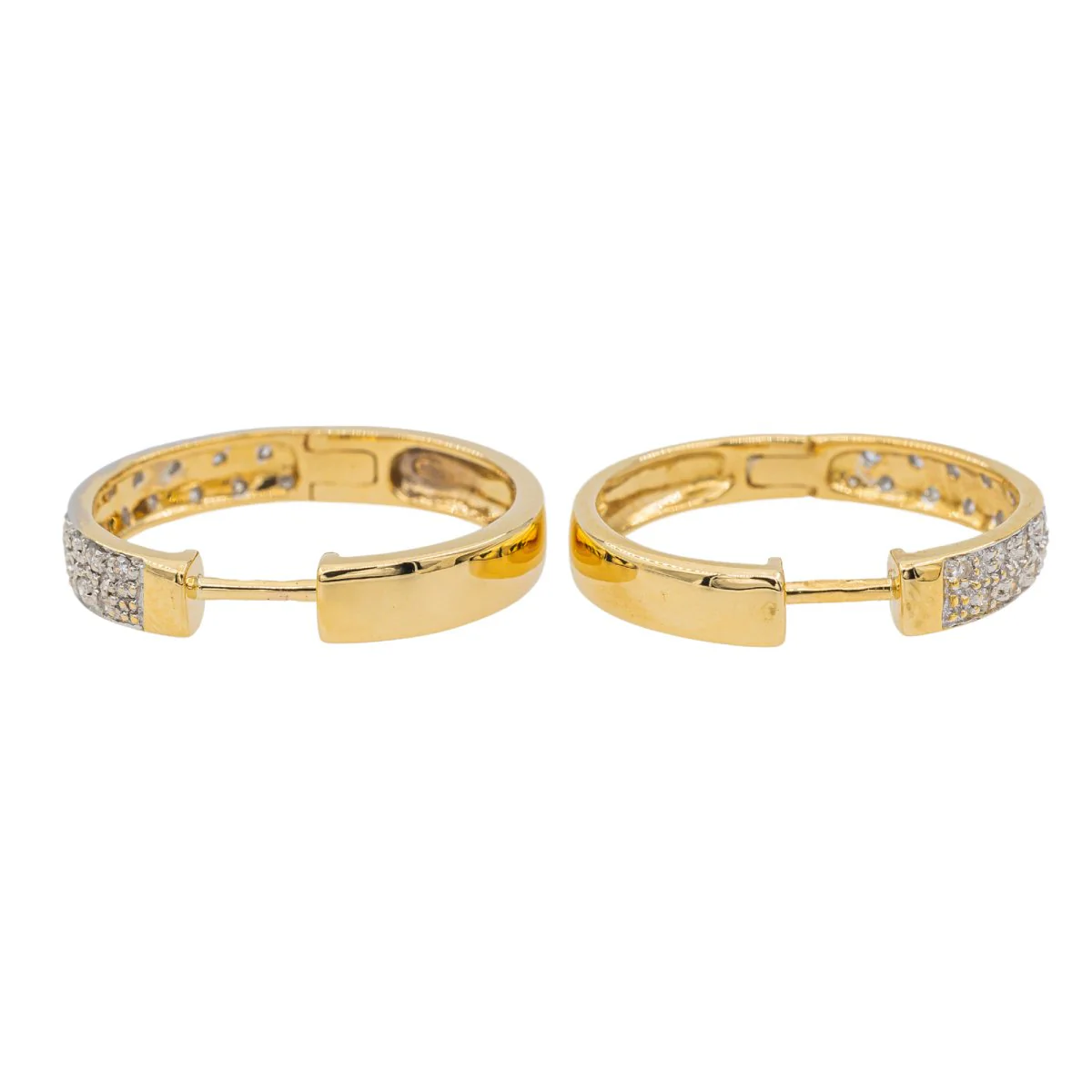 Creole earrings in yellow gold and diamond - Image 7