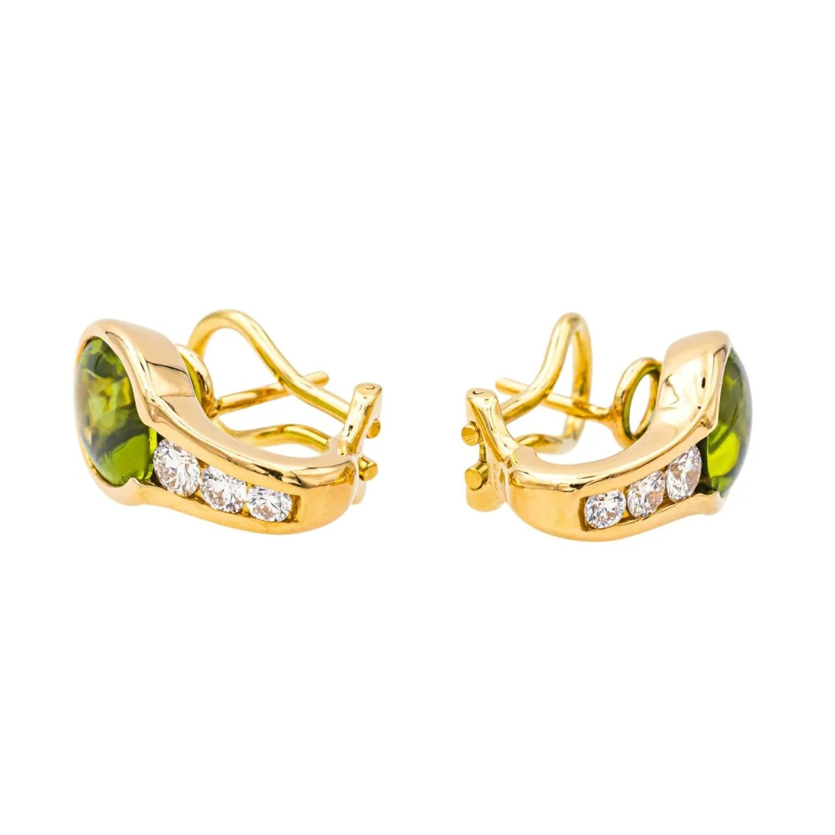 Earrings Sleepers in yellow gold, peridots and diamonds - Image 4