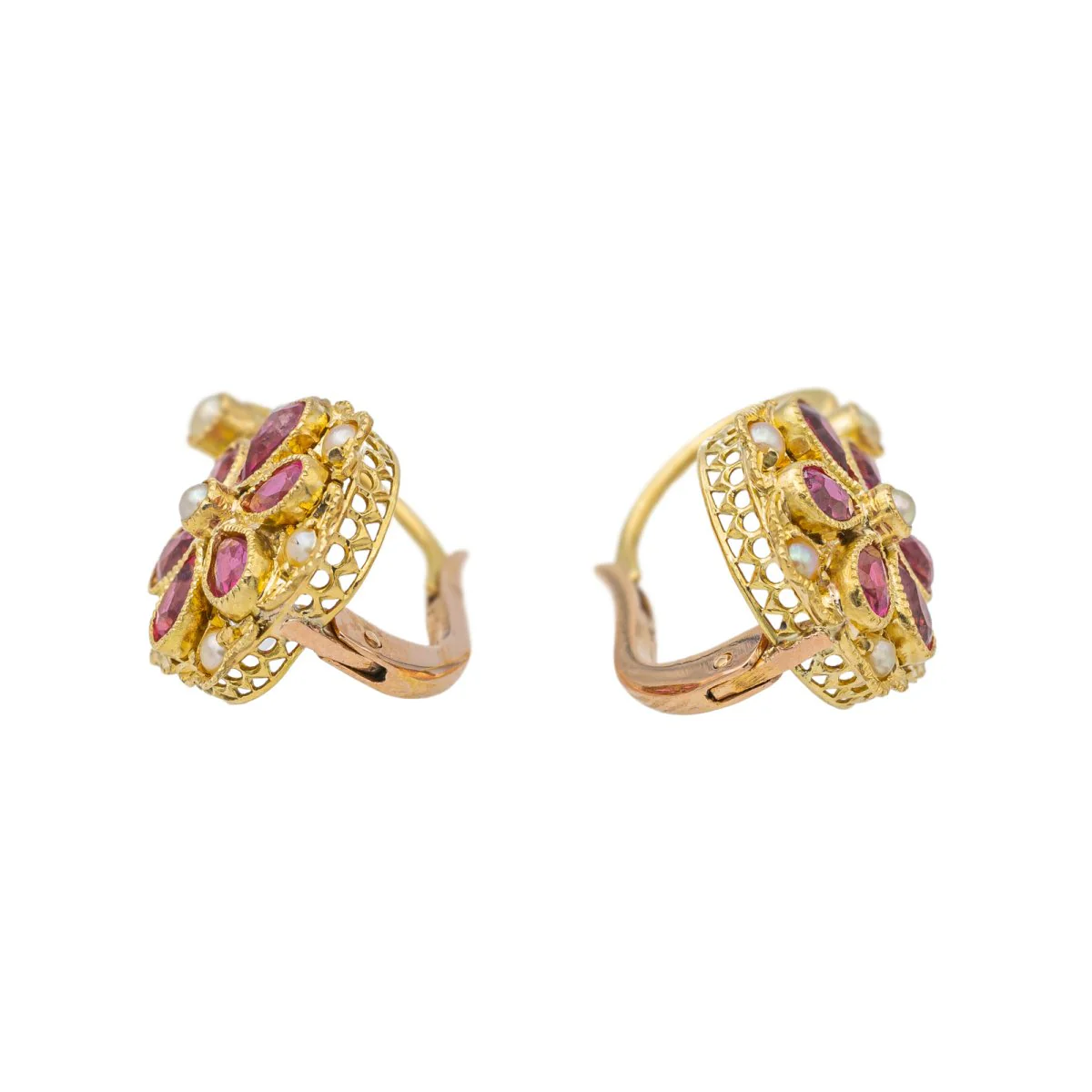 Yellow Gold Ruby Sleeper Earrings - Image 6