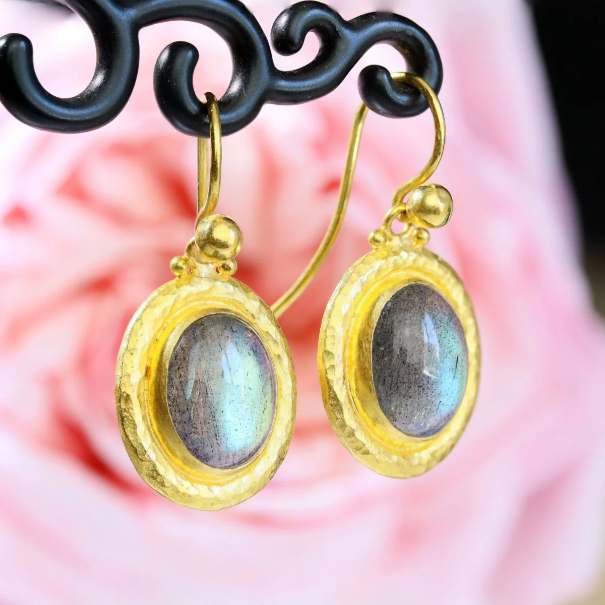 Earrings GURHAN in yellow gold and labradorite - Image 7