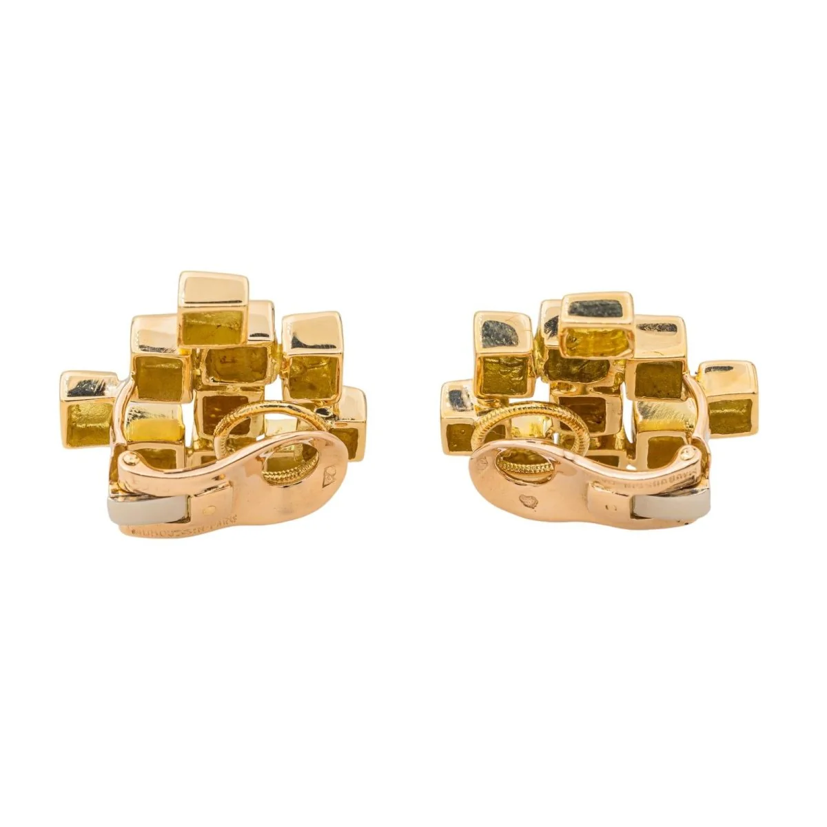 MAUBOUSSIN by GEORGES LENFANT “Cube” clip earrings in yellow gold - Image 4