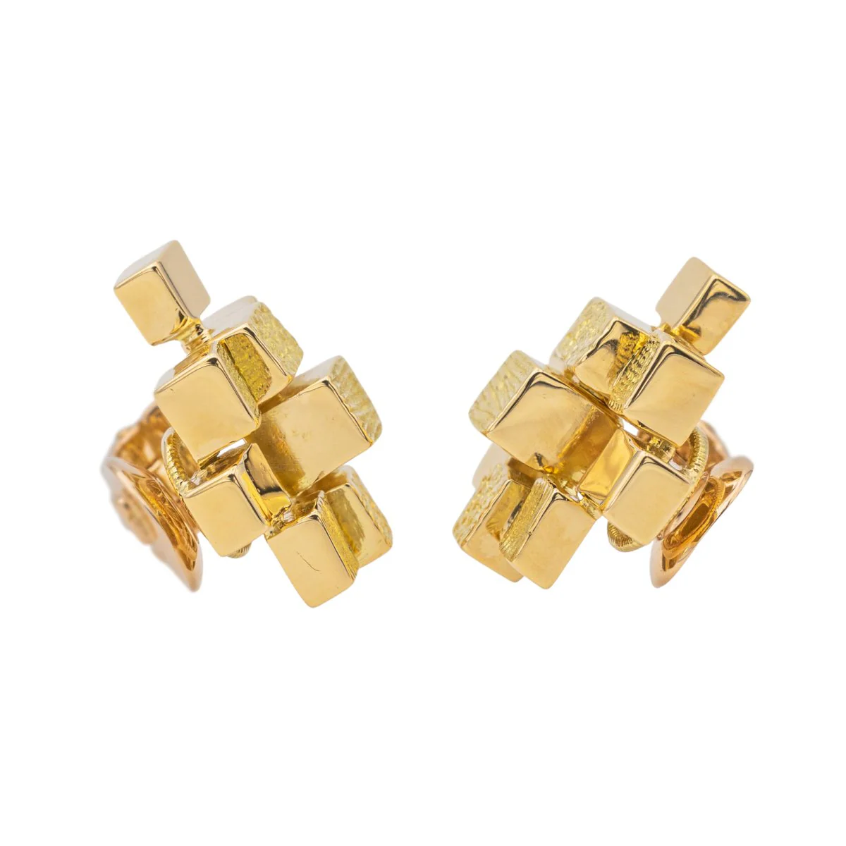 MAUBOUSSIN by GEORGES LENFANT “Cube” clip earrings in yellow gold - Image 5