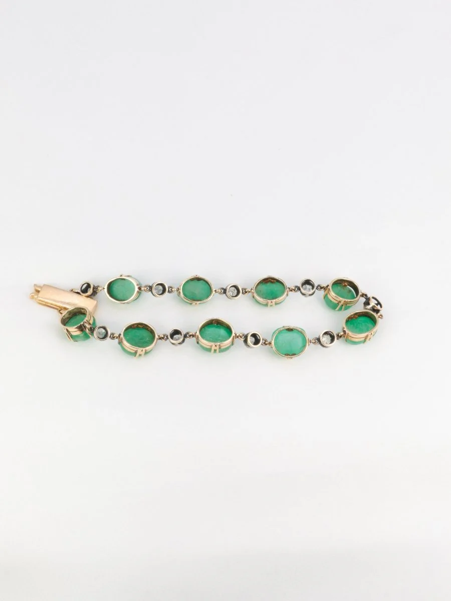 Bracelet at yellow gold, silver, emeralds and diamonds - Image 8