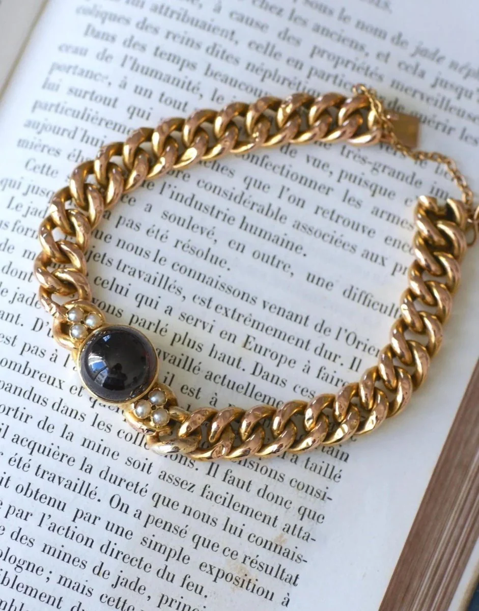 Antique Gold and Garnet Gourmette Bracelet - Image 10